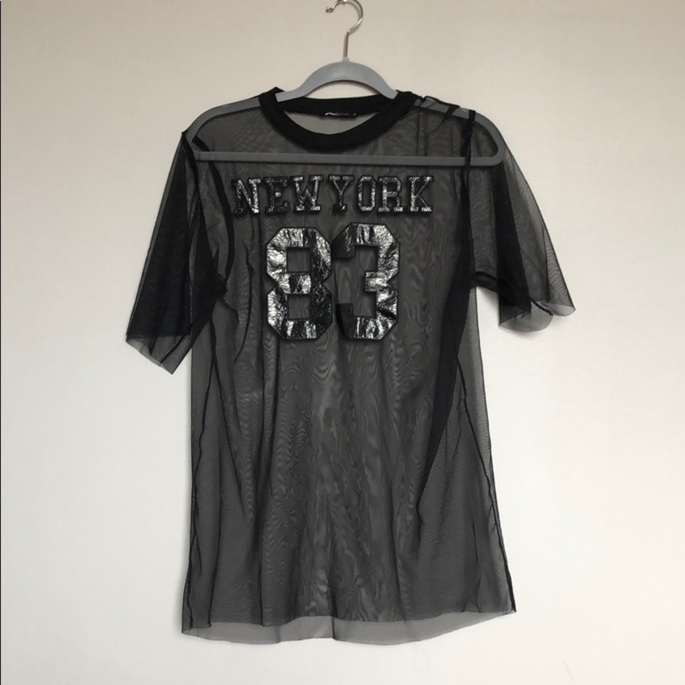 Black sheer jersey top